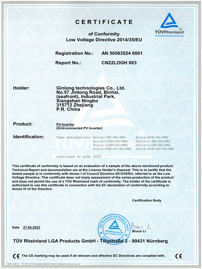 Solis - Certificate - IEC - 62109 1 (2) - EN - 62109 1 (2) - (75 125) K ...