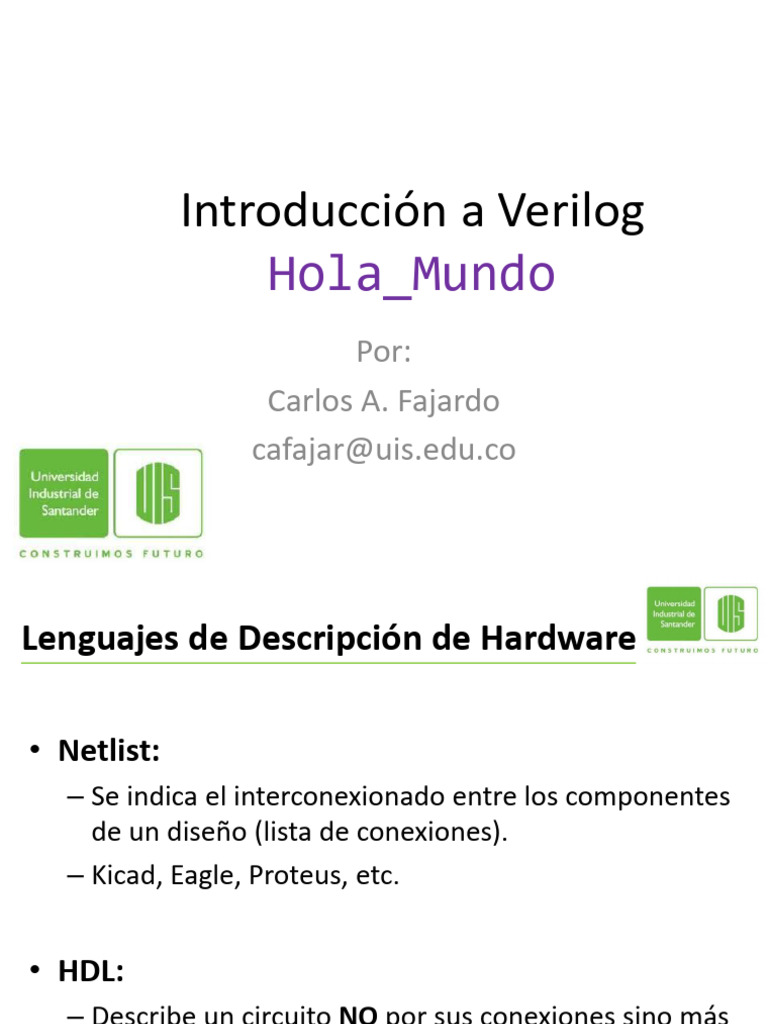 1 Introduccion Verilog Hola Mundo 2018 Pdf