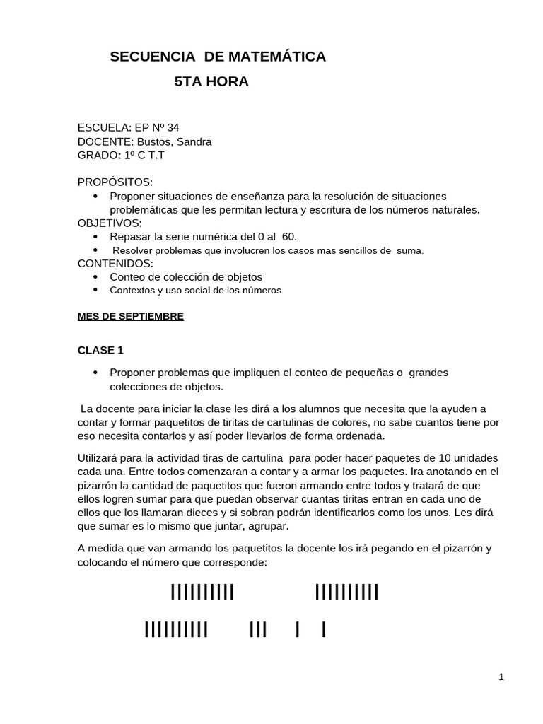 Secuencia Didáctica de Matemática 1º C | PDF