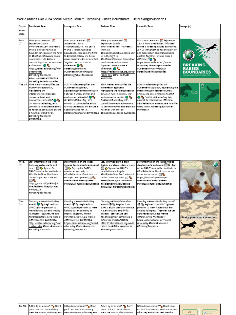 World Rabies Day 2024 Toolkit | PDF | Pet | Social Science
