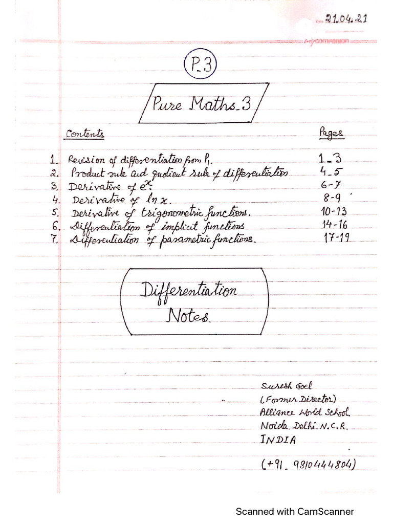 p3 Differtiation Notes | PDF