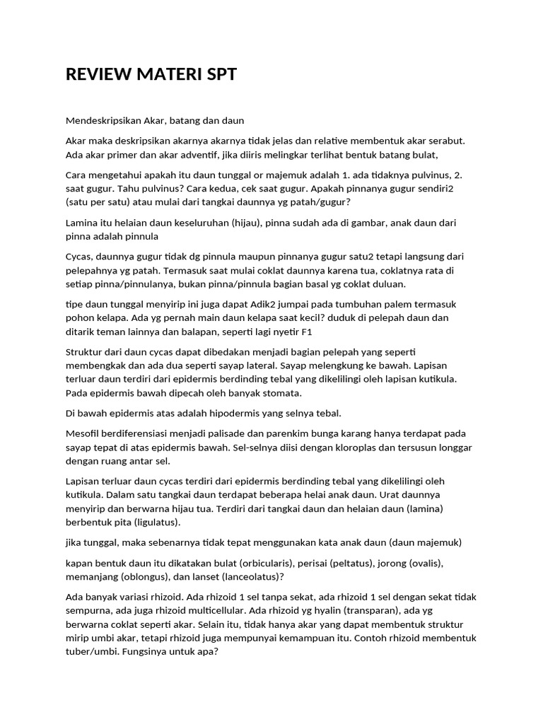Review Materi Struktur Perkembangan Tumbuhan | PDF | Seni & Disiplin ...