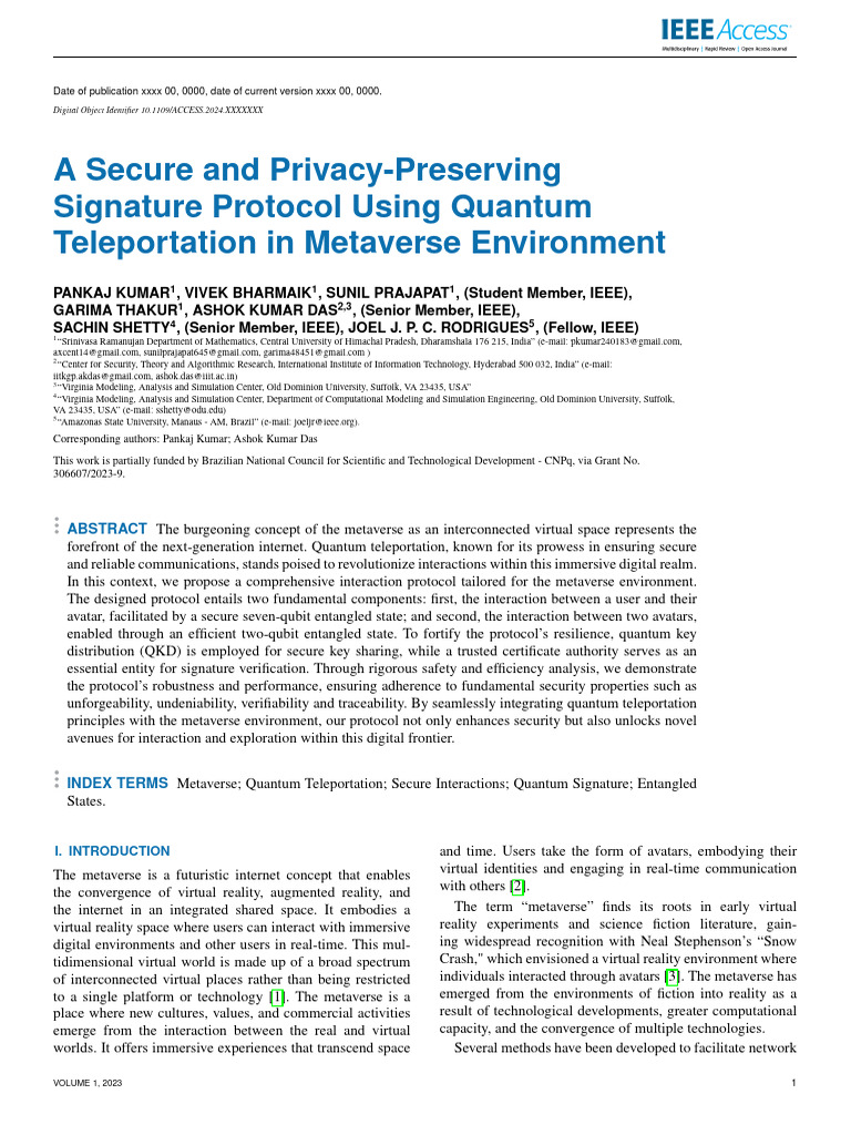 A Secure and Privacy-Preserving Signature Protocol Using Quantum ...