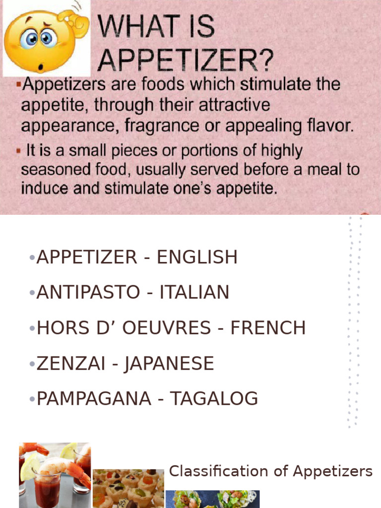 G9 classification of appetizers pdf