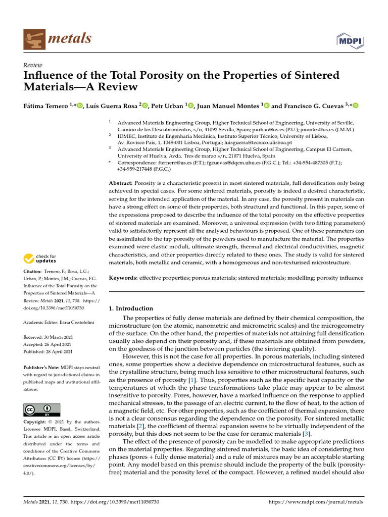 Influence of The Total Porosity On The Properties of Sintered Materials ...