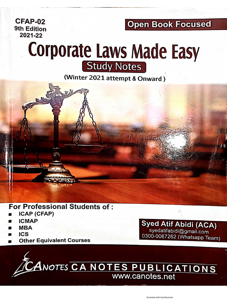 Sir Atif Abidi - Corporate Laws ST | PDF
