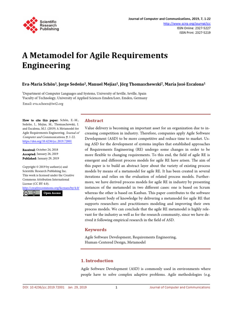 A Metamodel For Agile Requirements Engineering | PDF