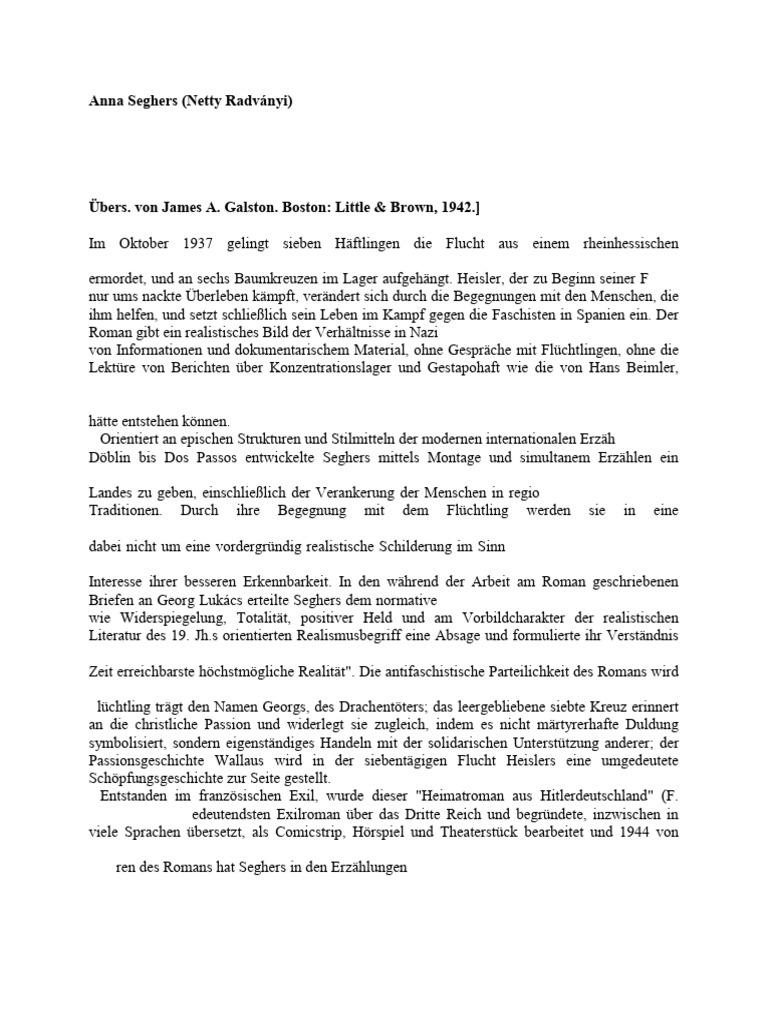 (INFO) Anna Seghers - Das Siebte Kreuz | PDF