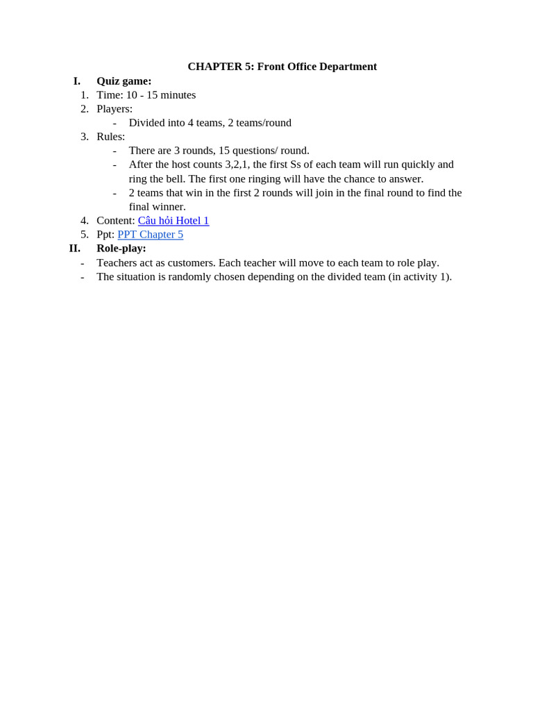 Activities - Hotel 1 | PDF