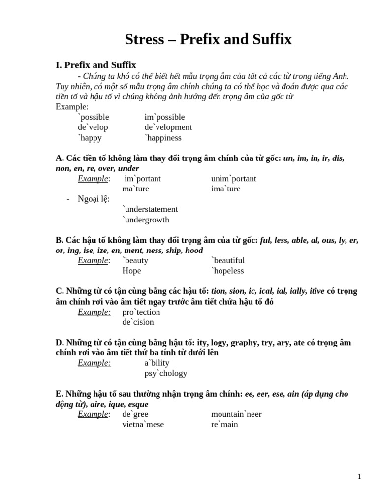 Stress Prefix And Suffix Pdf