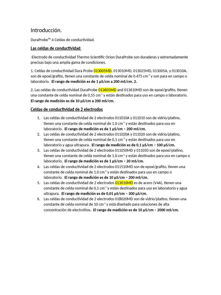 Guía de Usuario Celda Conductividad | PDF