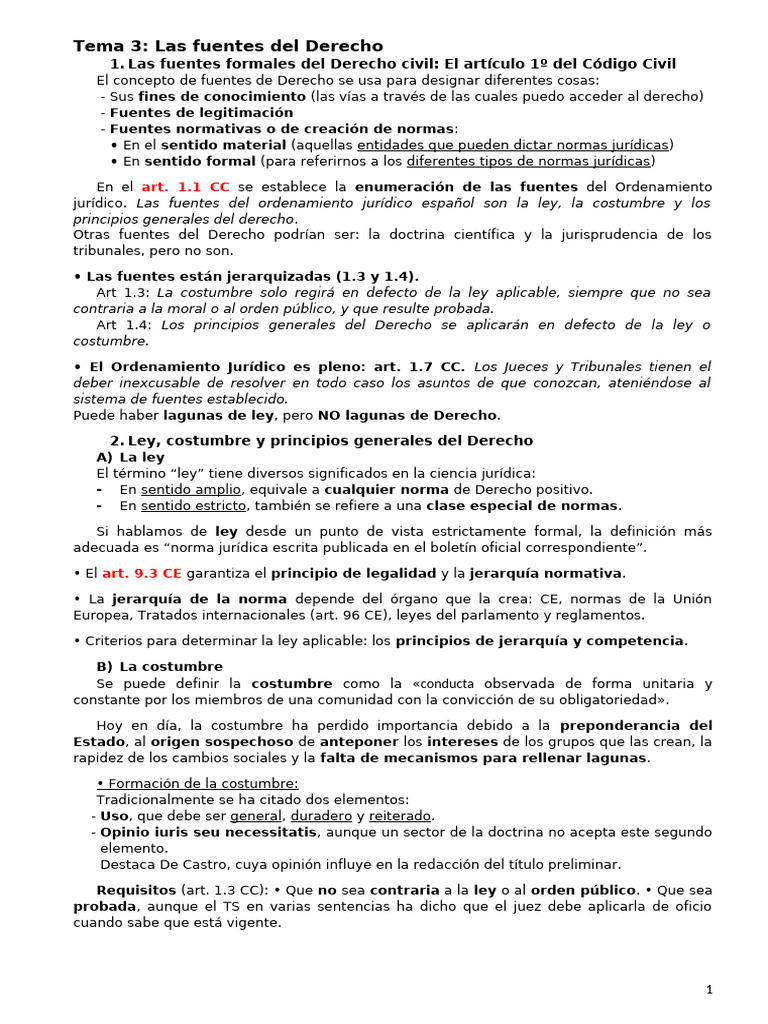 Fuentes del Derecho Civil en España | PDF | Caso de ley | Fuentes del ...