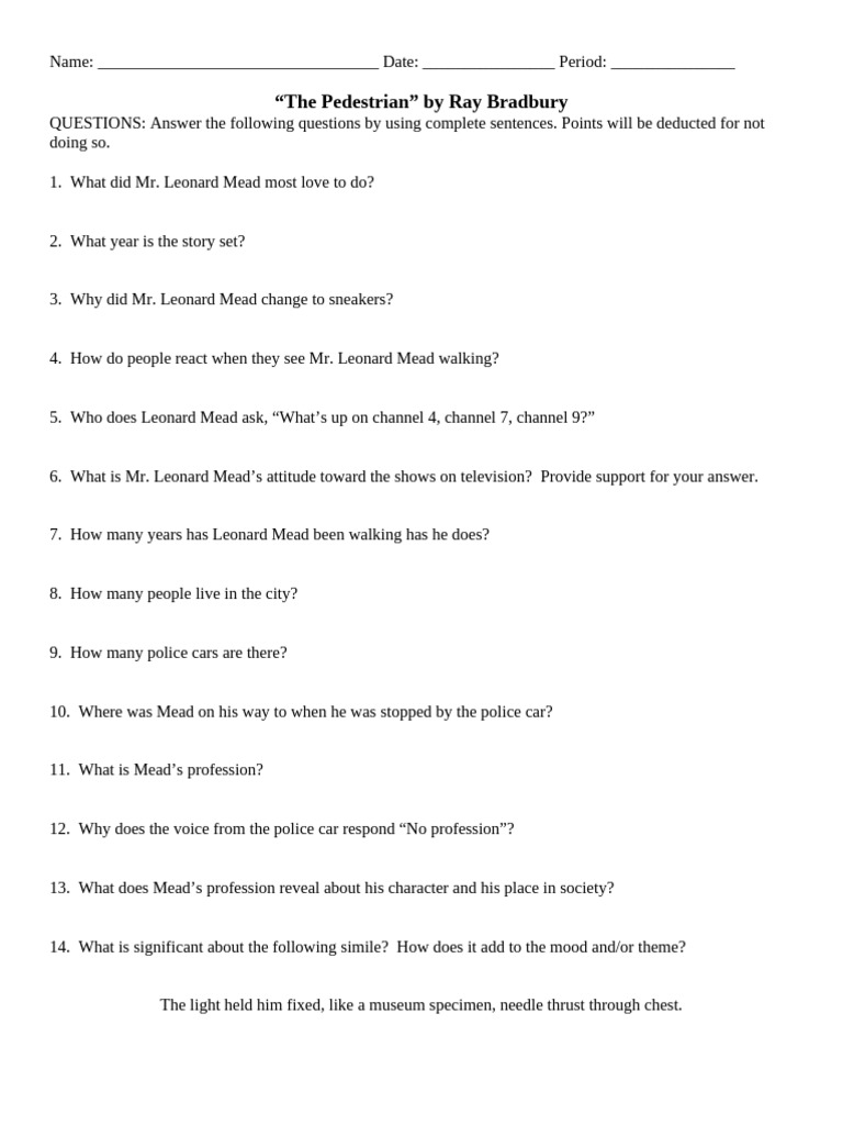The Pedestrian Questions | PDF