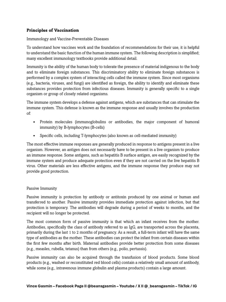 Principles of Vaccination | PDF