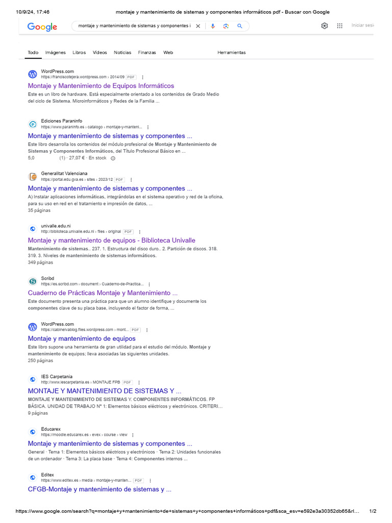 Montaje Y Mantenimiento De Sistemas Y Componentes Informáticos Pdf