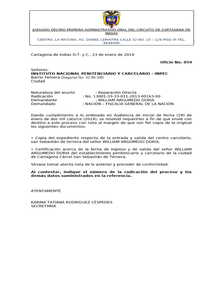 RD Oficio de Pruebas Rad. 2013-00163 | PDF | Ciencias sociales | Derecho