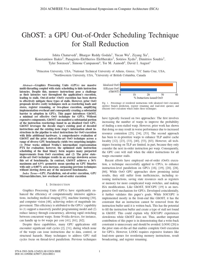 Ghost: A Gpu Out-Of-Order Scheduling Technique For Stall Reduction | PDF