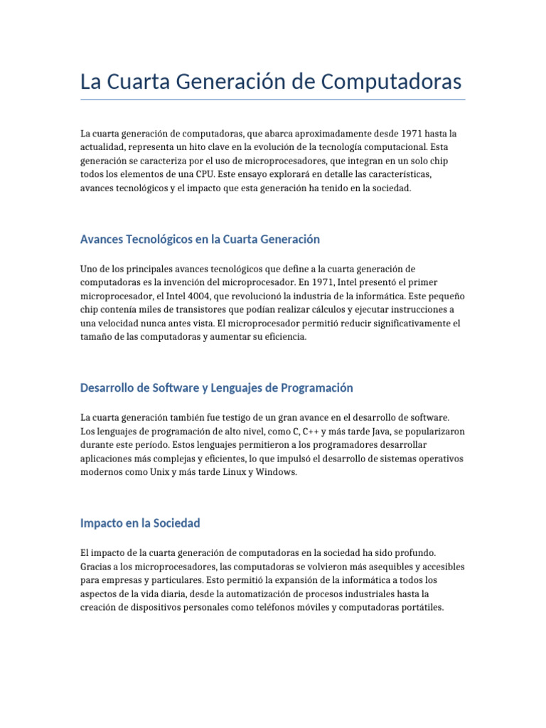 Avances de la Cuarta Generación de Computadoras | PDF
