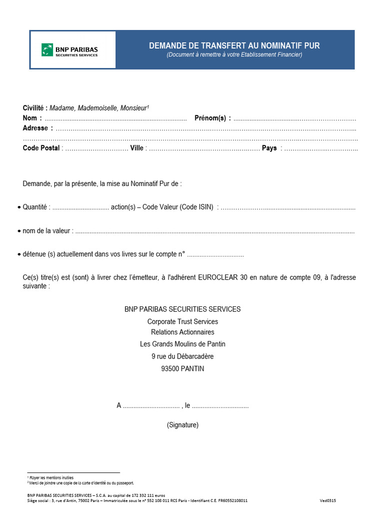 Demande de transfert au nominatif pur pdf