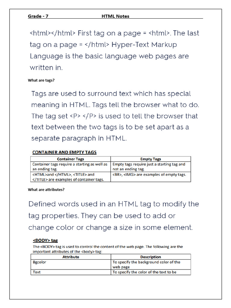 Unit 1 HTML Notes | PDF