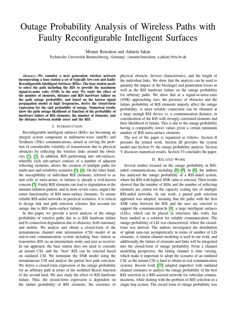 2024 - Outage Probability Analysis of Wireless Paths With Faulty ...