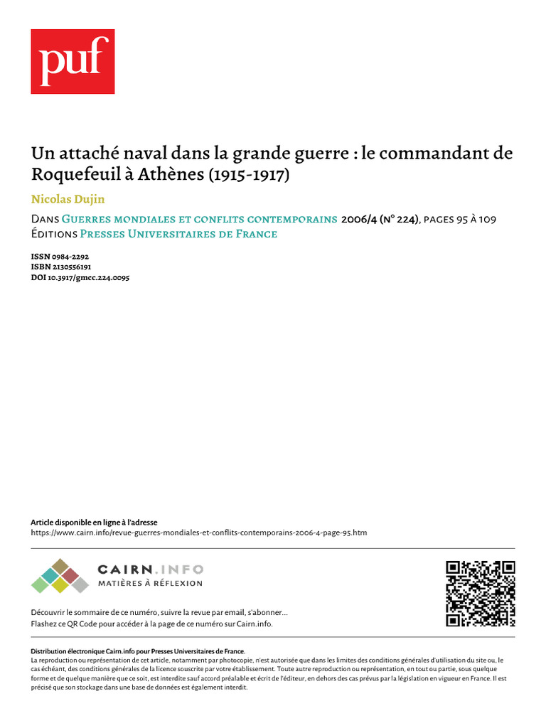 Dujin - 2006 - Un Attaché Naval Dans La Grande Guerre Le Comman | PDF