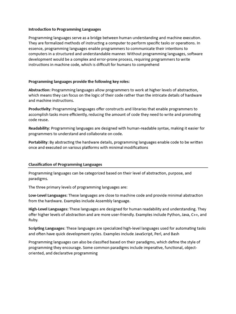 Introduction To Programming Languages | PDF