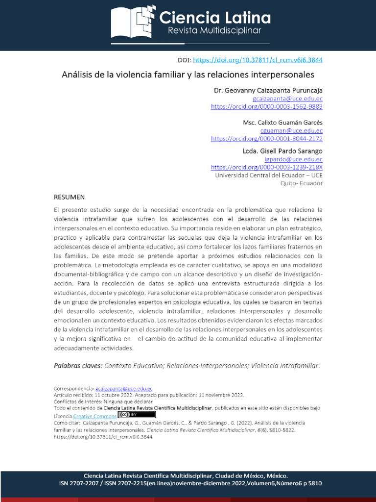 Vista De Análisis De La Violencia Familiar Y Las Relaciones