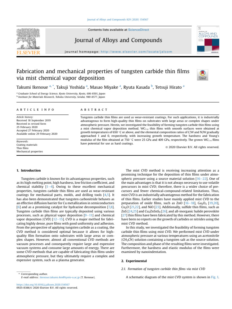 Fabrication and Mechanical Properties of Tungsten Carbide Thin Films | PDF
