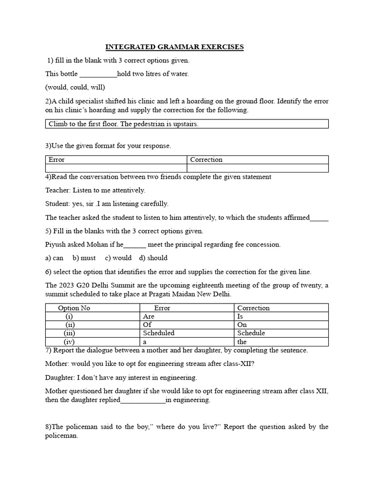 Grammar Term 1 Worksheet 2024-25 | PDF