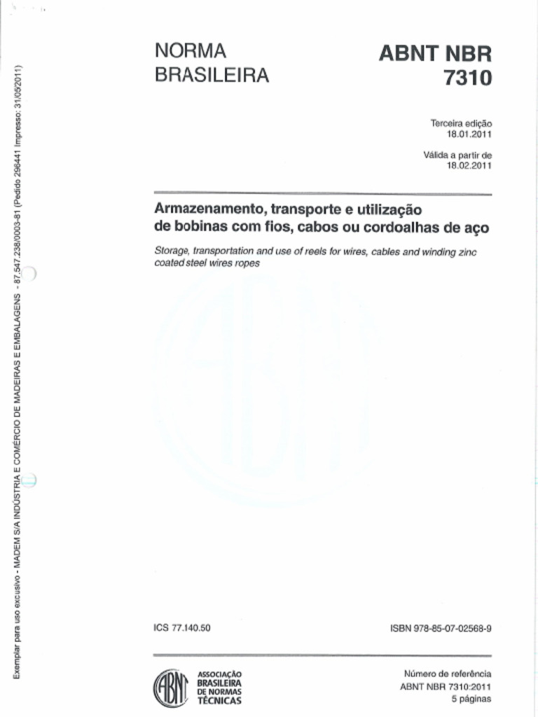 NBR 7310 - Armazenamento Bobinas Com Fios de Aço | PDF