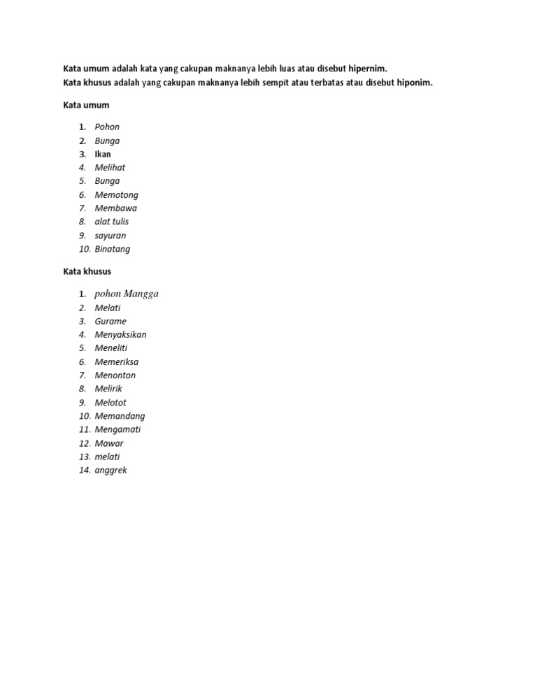 Kata Umum Dan Khusus