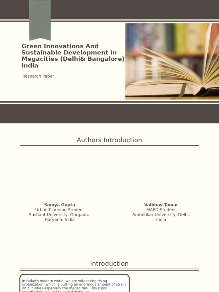 Green Innovations and Sustainable Development in Megacities ( | PDF