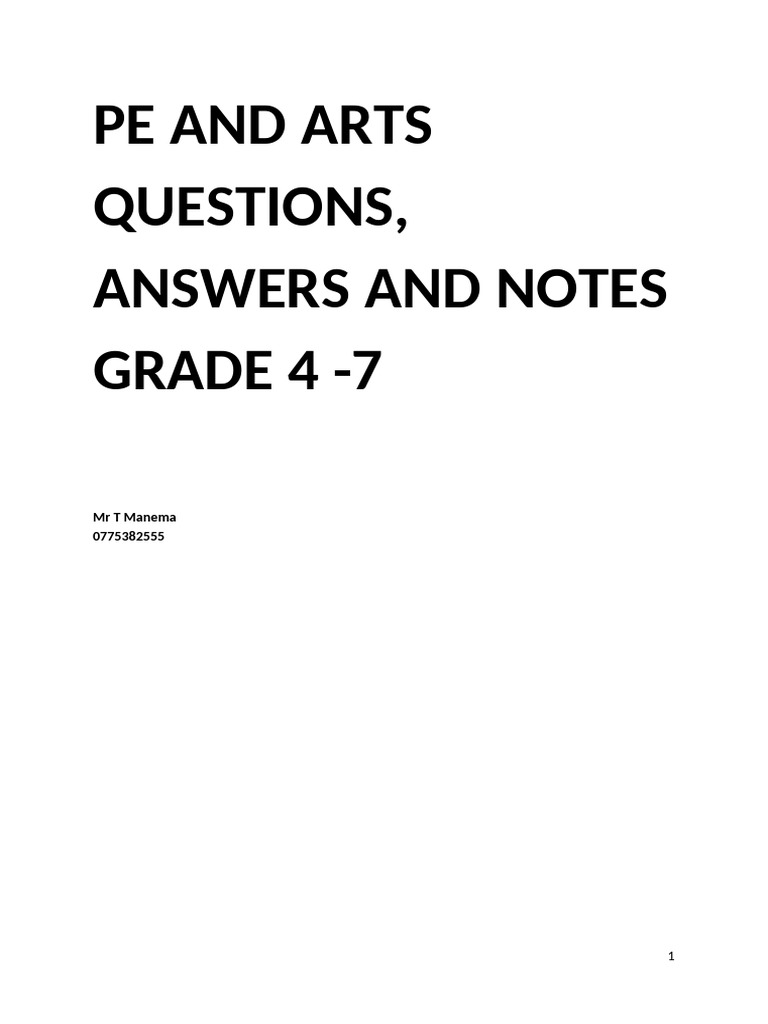 Pe and Arts Questions, Answers and Notes | PDF