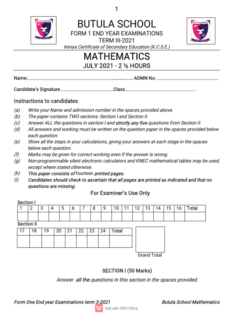 Form 1 | PDF