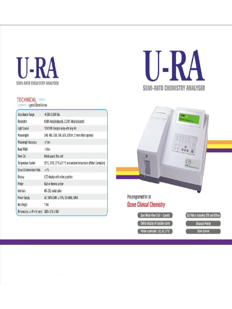 Semi Auto Chemistry Analyzer | PDF