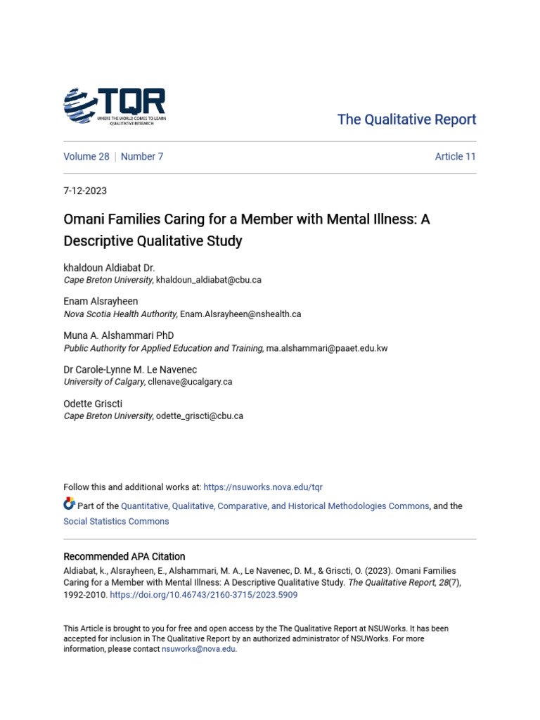 Families Caring For A Member With Mental Illness | PDF