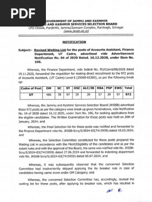 Notification of Revised Waiting List FAA 06082024 | PDF