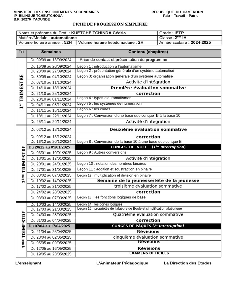 Automatisme 2nde IH 2024 CBT | PDF