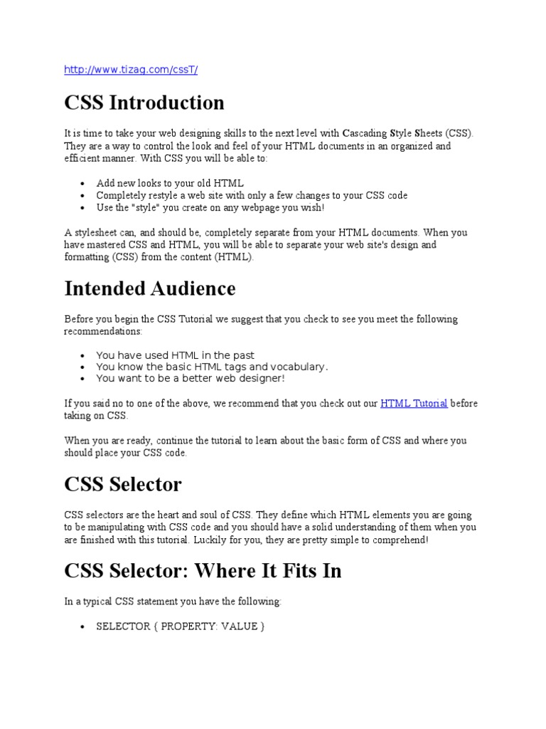 CSS Introduction | PDF | Cascading Style Sheets | Hyperlink