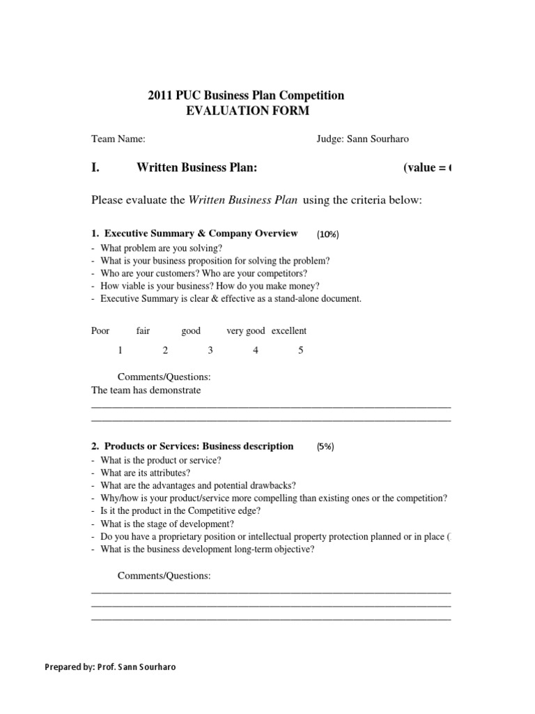 Business Plan Evaluation Criteria | PDF | Market Analysis | Business Ethics