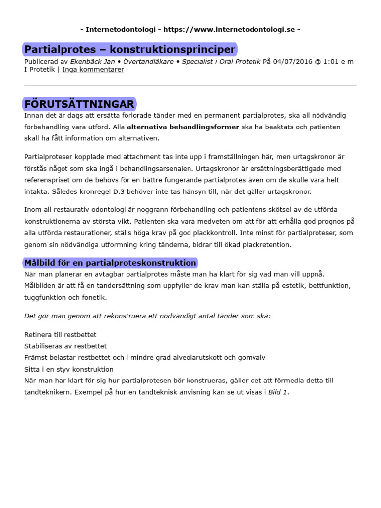 Partialprotes, Konstruktionsprinciper | PDF