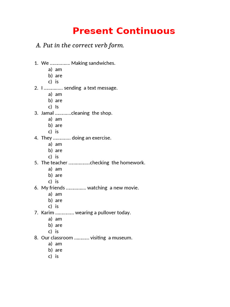 Present Continuous | PDF