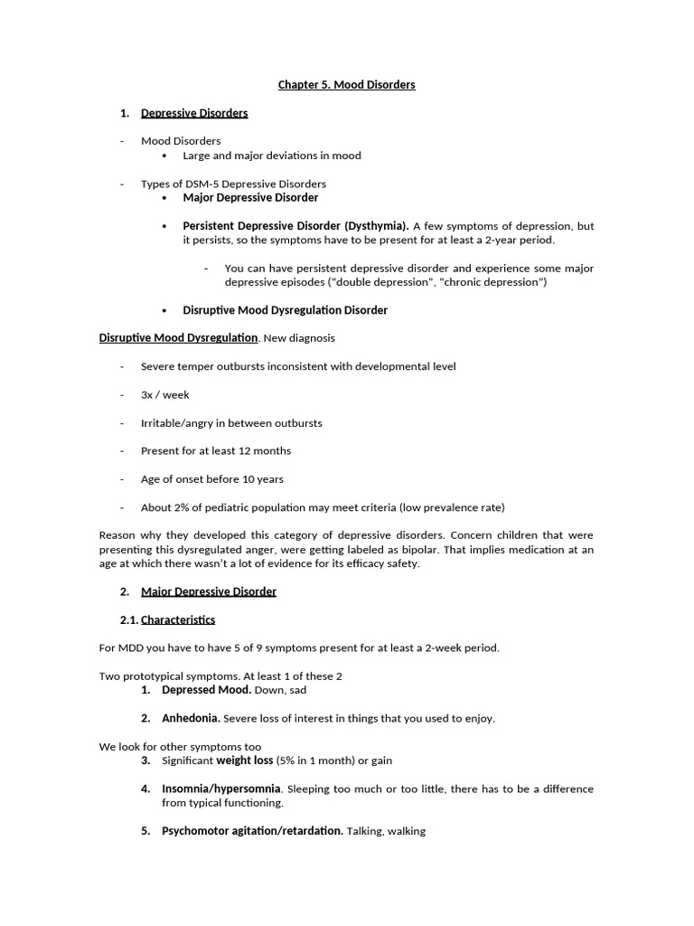 Chapter 5: Overview of Mood Disorders | PDF | Major Depressive Disorder ...