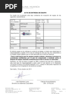 Modelo de Acta de Entrega de Materiales