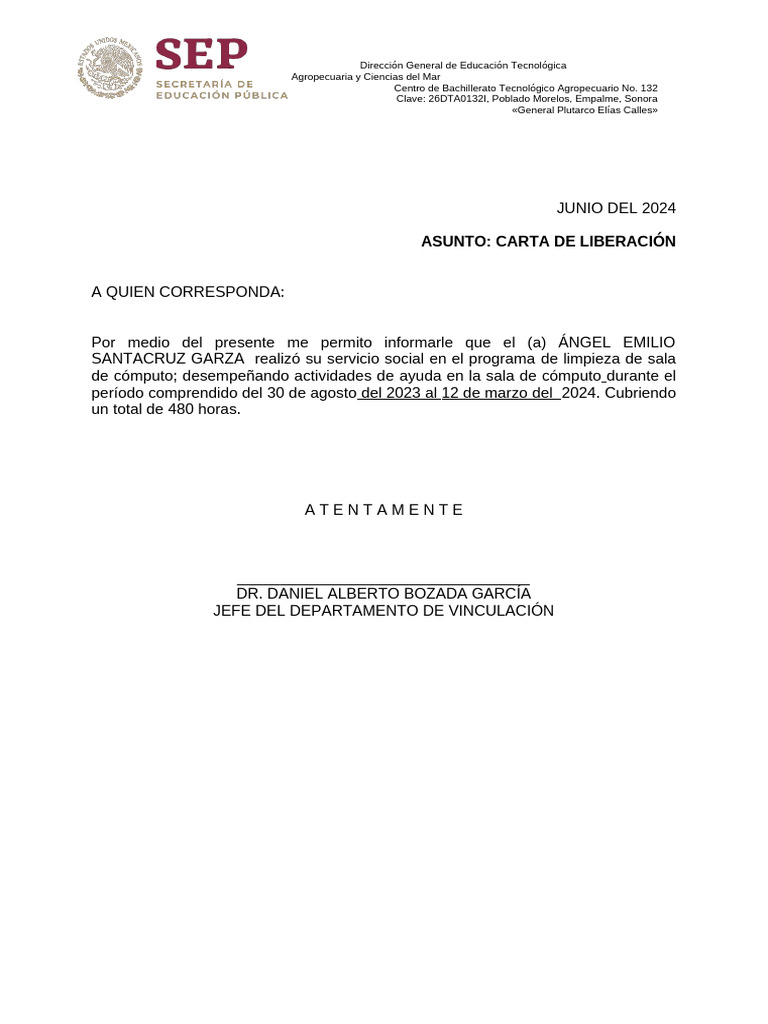 7.carta de Liberación | PDF