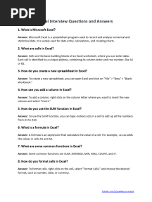 Excel Interview Questions