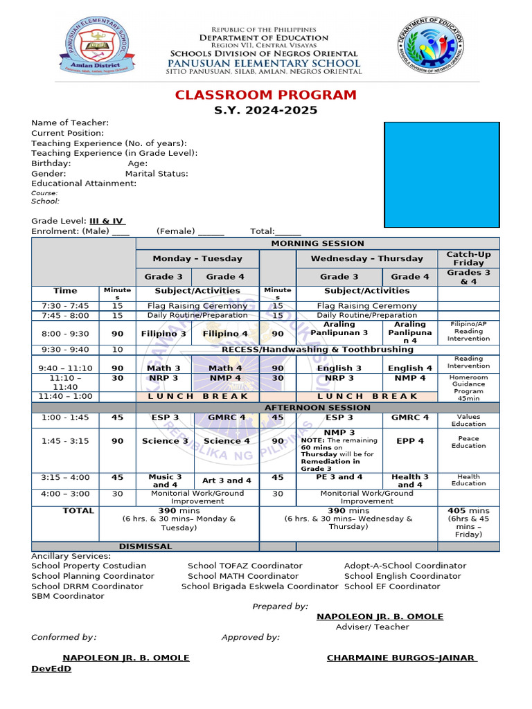 MG Class Program Schedule 34 | PDF
