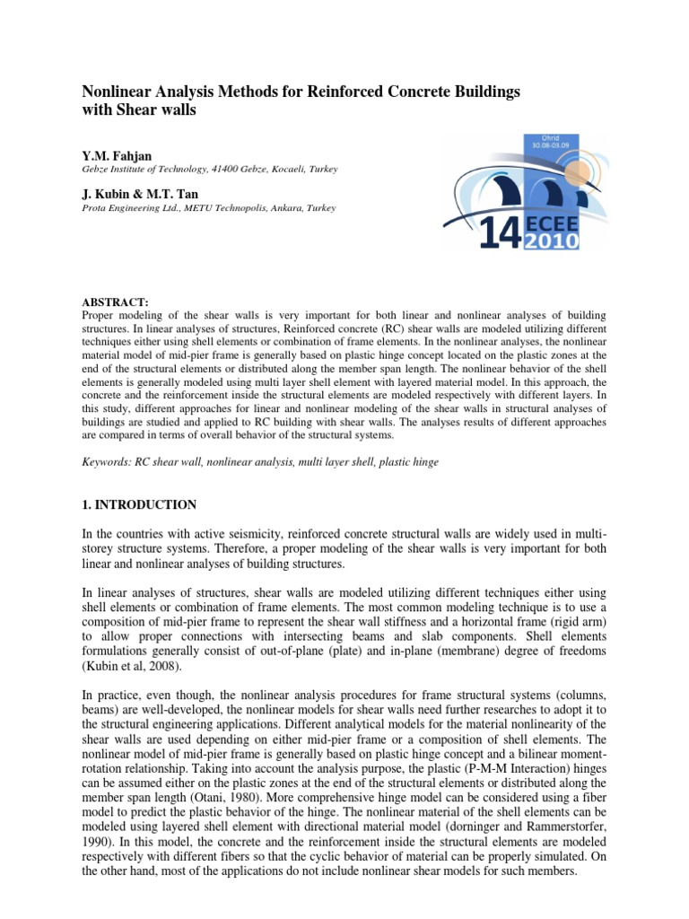 Nonlinear Analysis of RC Shear Walls | PDF | Plasticity (Physics ...