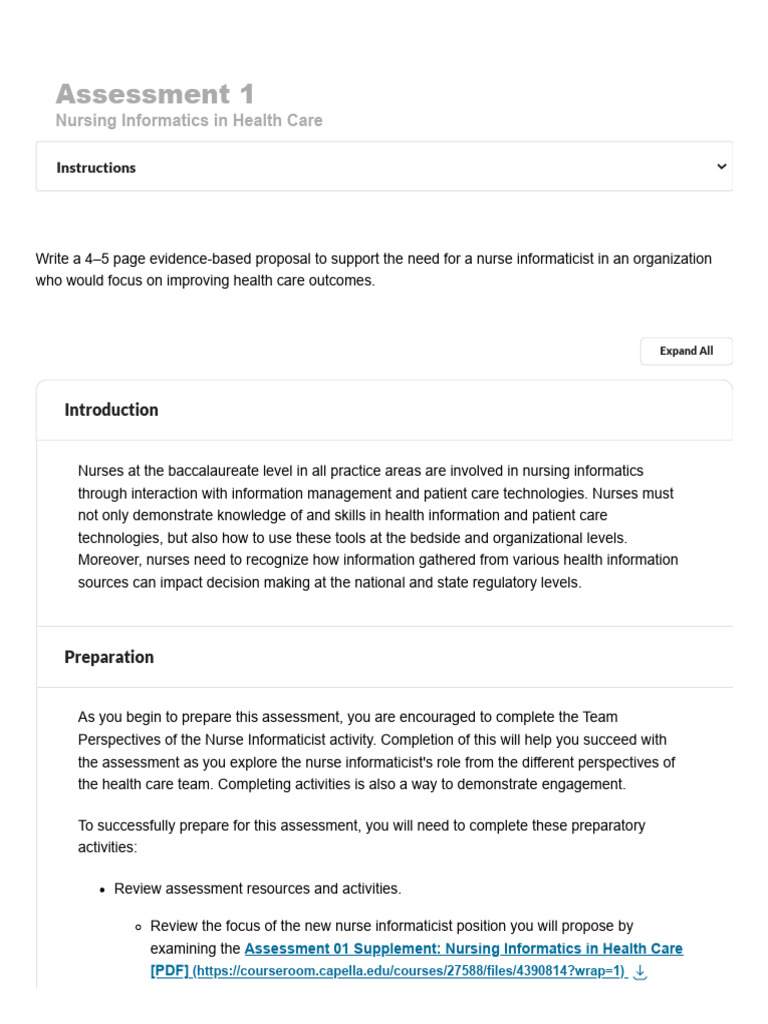 4040 Assessment 01 Instructions - NURS-FPX4040 | PDF